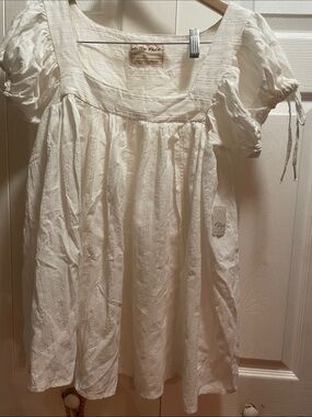 Free People Cream Puff-Sleeve Square-Neck Dress length 29 across 18